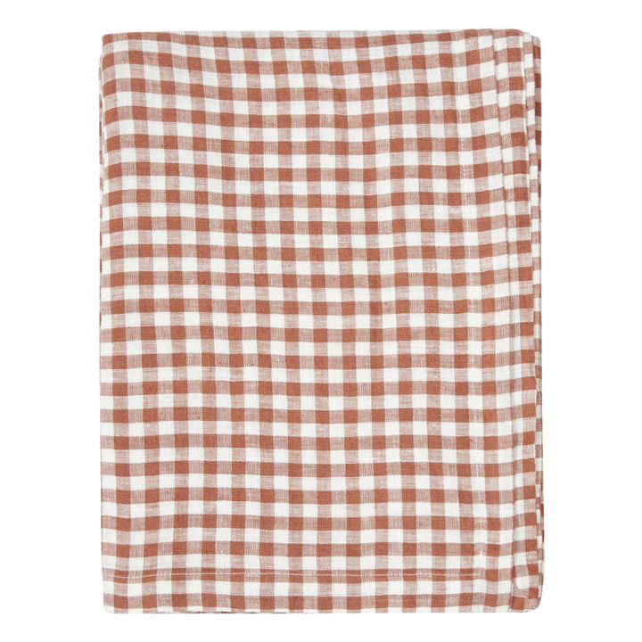 Mantel de lino lavado Vichy | Rojo ladrillo- Imagen del producto n°0