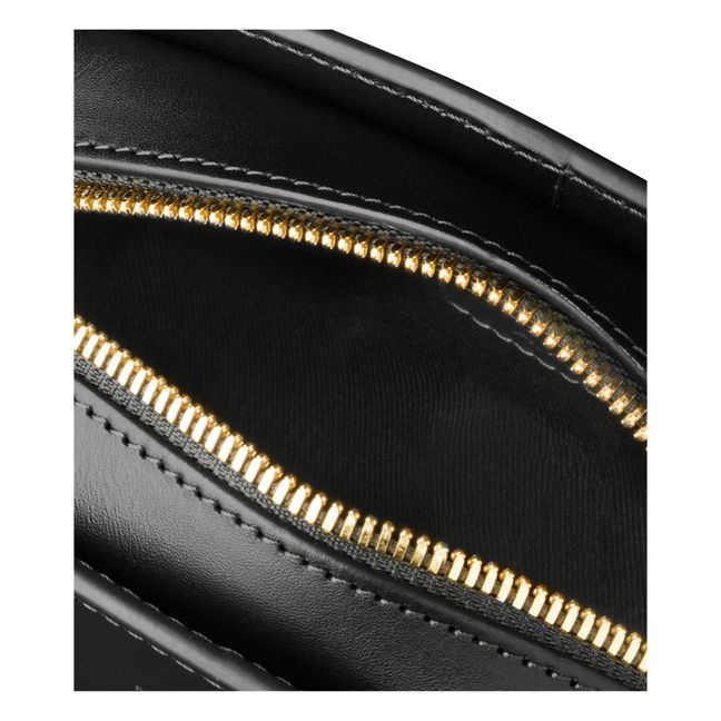 Bolso Demi Lune Mini de cuero liso | Negro