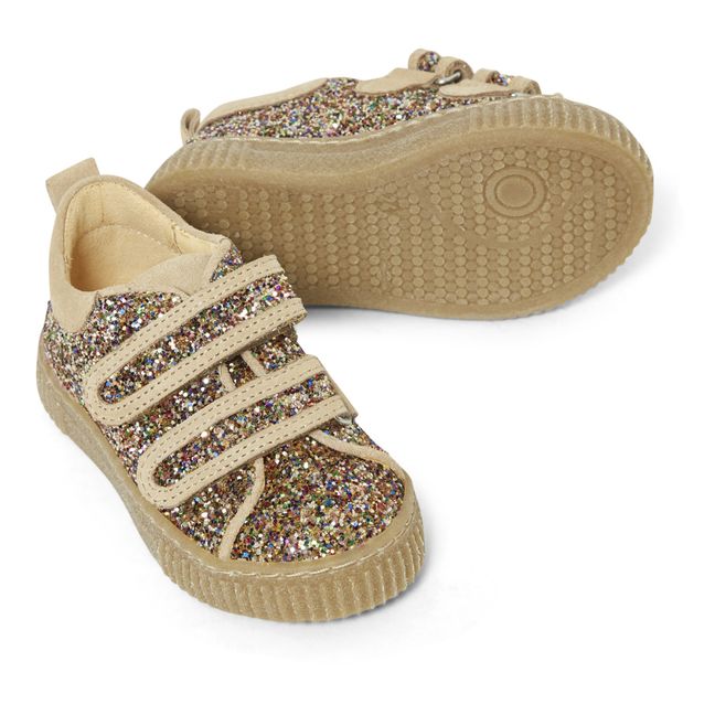 Baskets Scratchs Paillettes | Beige