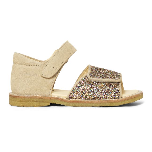 Sandales Paillettes Scratchs Suede | 02 Beige
