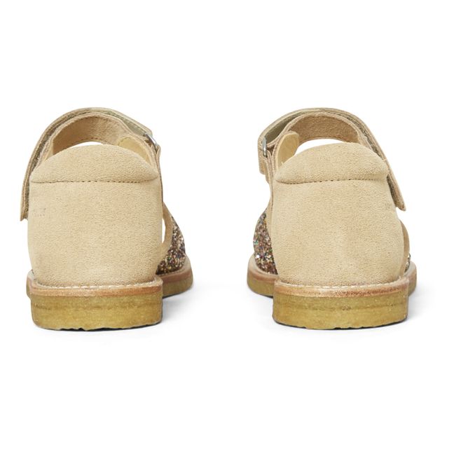 Glitter Suede Velcro Sandals | 02 Beige