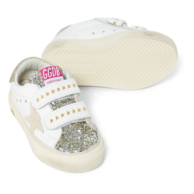 May School Glitter Velcro Sneakers | Powder pink