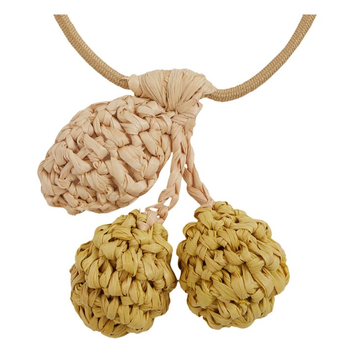 Amorita Crochet Raffia Cherry Hair Elastic | Amarillo- Imagen del producto n°1