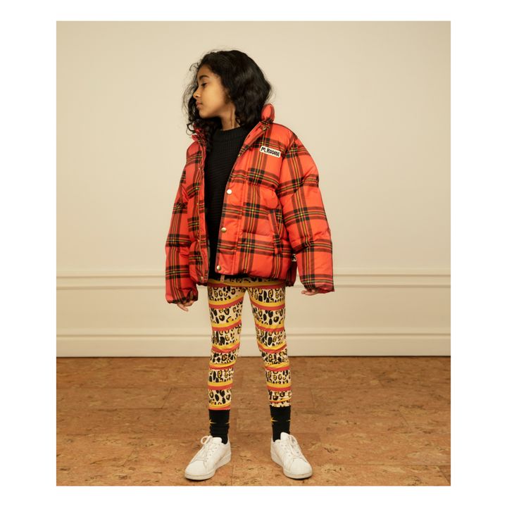Recycled Polyester Checked Puffer Jacket | Red- Product image n°4