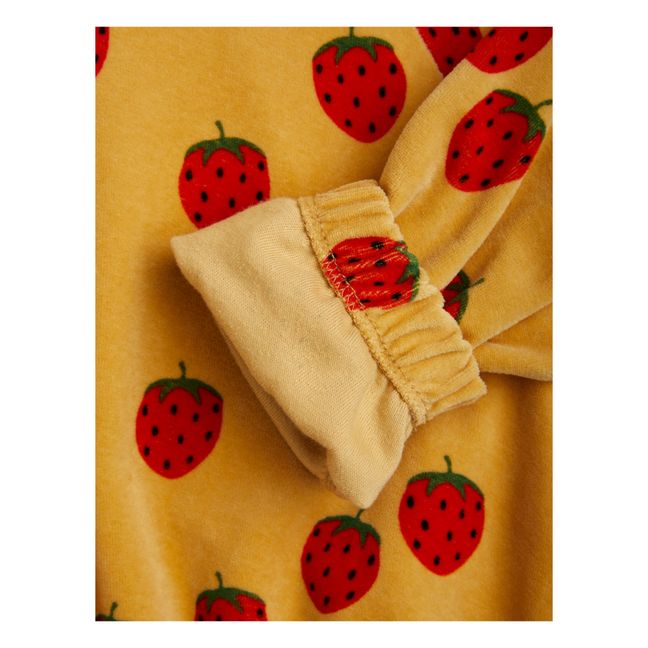 Sweatshirt Velours Bio-Baumwolle Erdbeere | Ocker