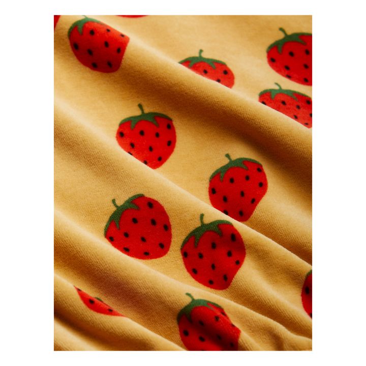 Sweatshirt Velours Bio-Baumwolle Erdbeere | Ocker- Produktbild Nr. 3