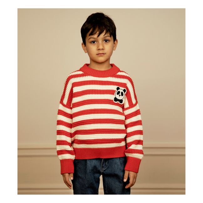 Pull Coton Bio Rayé Panda | Rouge