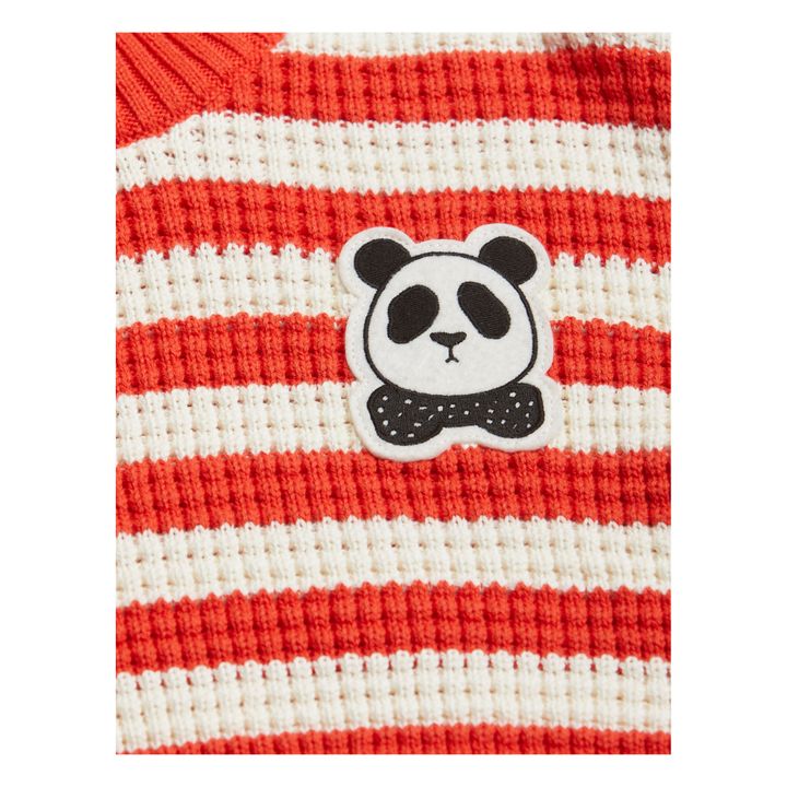 Organic Cotton Striped Panda Jumper | Red- Product image n°4