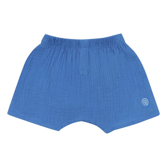 Paula Woven Cotton Fabric Shorts | Blue