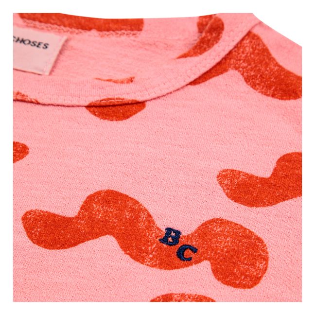 Waves Puff Sleeve Organic Cotton T-Shirt | Rosa