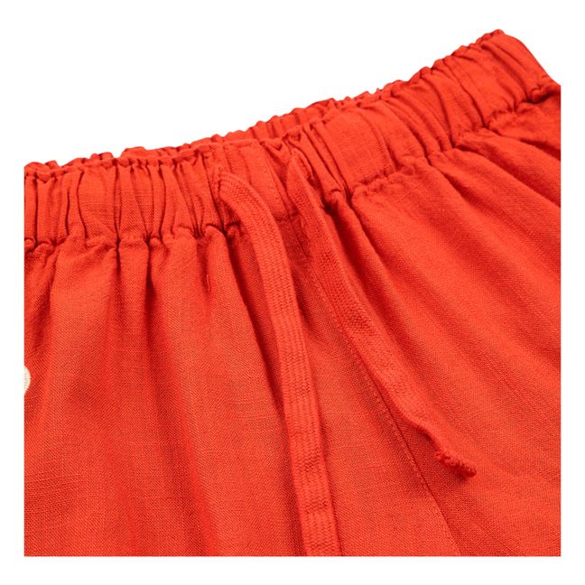 Pantalones cortos de algodón y lino | Rojo