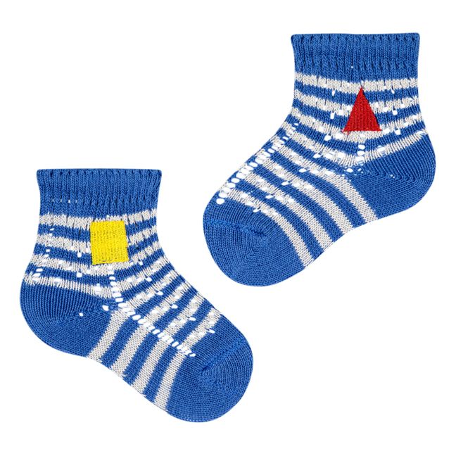 Chaussettes Ajourées Rayées | Bleu