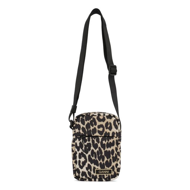 Small Technical Recycled Polyester Shoulder Bag | Leopard