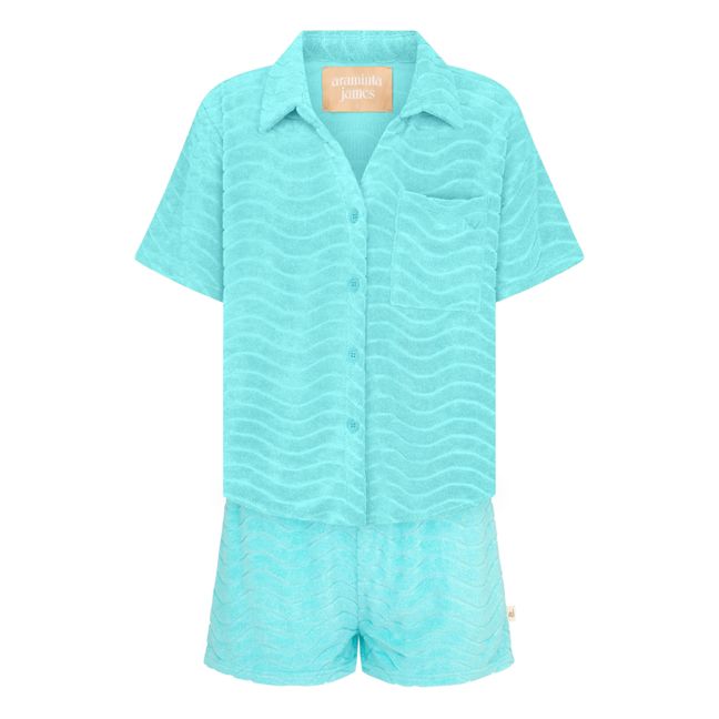 Terry Wave Shirt & Shorts Set | Azul Cielo