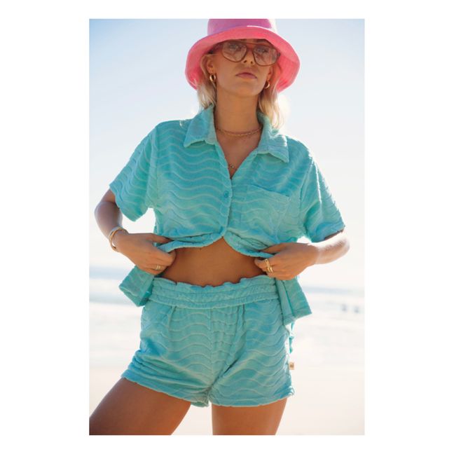 Terry Wave Shirt & Shorts Set | Azul Cielo