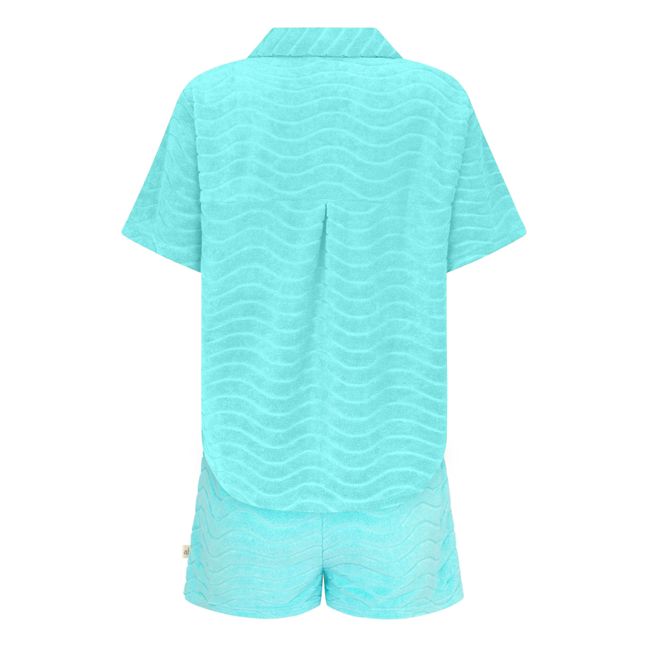 Terry Wave Shirt & Shorts Set | Azul Cielo