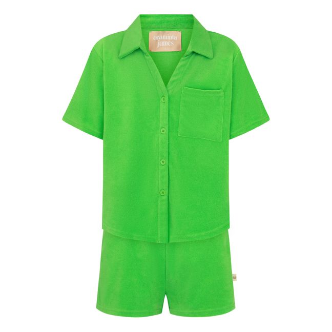 Terry Shirt & Shorts Set | Pale green