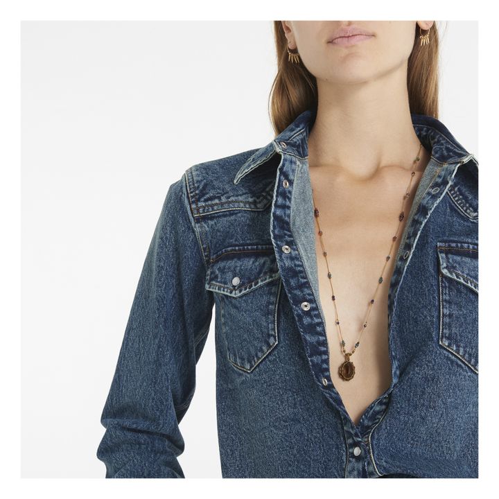 Tibetan Long Smoky Quartz Necklace | Beige- Product image n°1