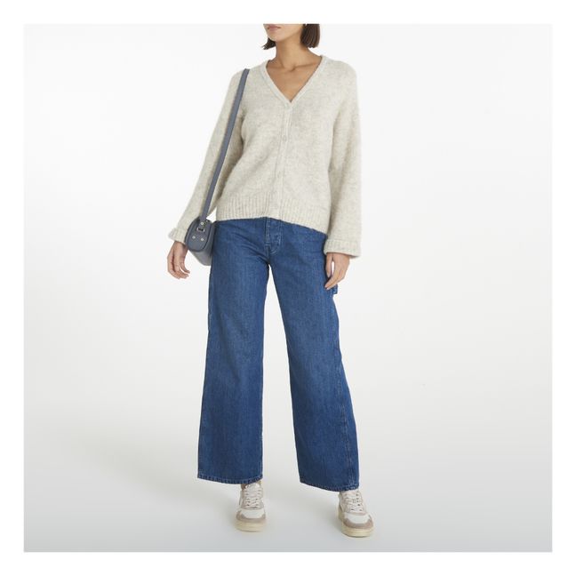 East Mid-Length Button-Up Alpaca Wool Cardigan | Powder