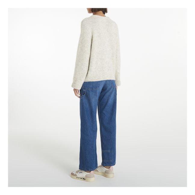 East Mid-Length Button-Up Alpaca Wool Cardigan | Powder