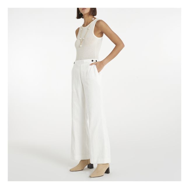 Pantaloni svasati in velluto a coste | Bianco