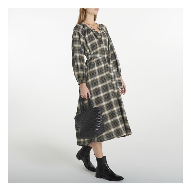 Maryland Checkered Wool Dress | Verde