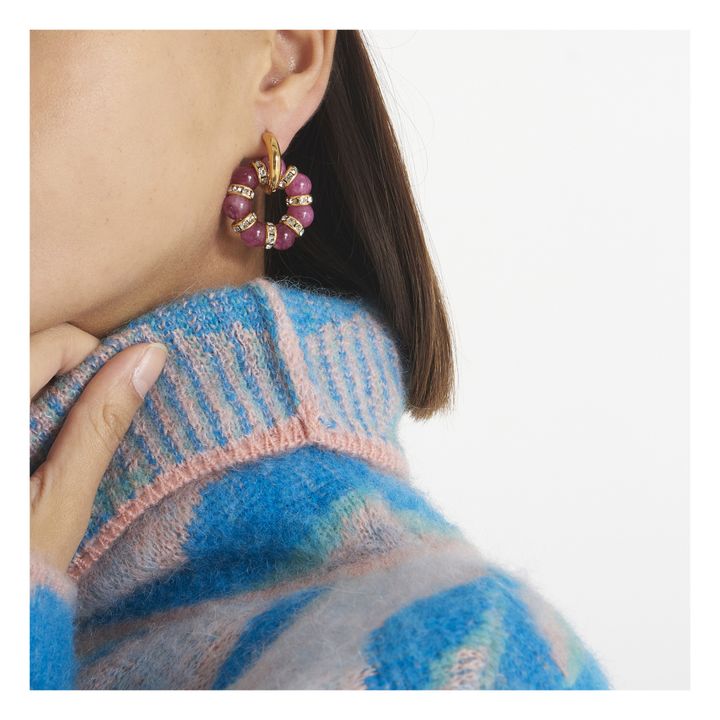Ohrringe Perlen und Strass | Rosa- Produktbild Nr. 2