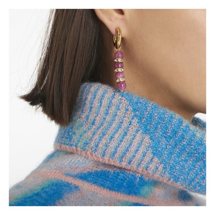 Ohrringe Perlen und Strass | Rosa- Produktbild Nr. 3