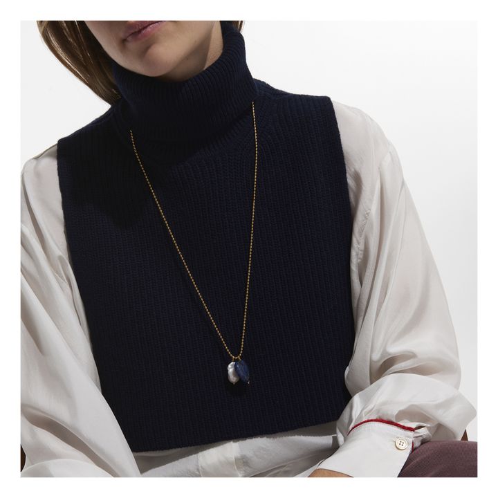 Heart and Baroque Stone Necklace | Midnight blue- Product image n°1