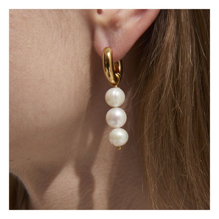 Pearl and Button Earrings | Orange- Product image n°3