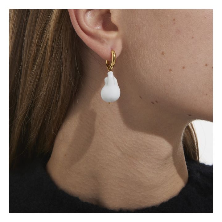 Dice and Baroque Pearl Earrings | White- Product image n°2