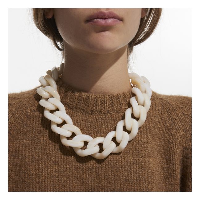 Flat Chain Marble Necklace | Beige