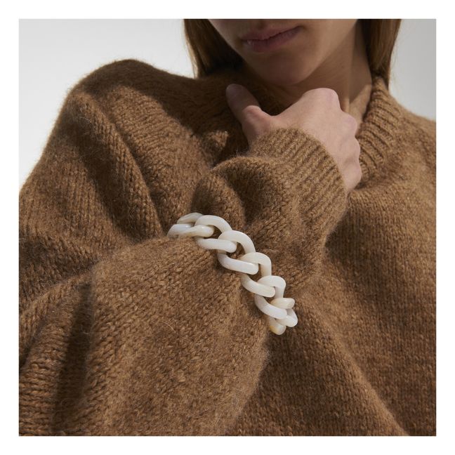 Flat Chain Marble Bracelet | Beige