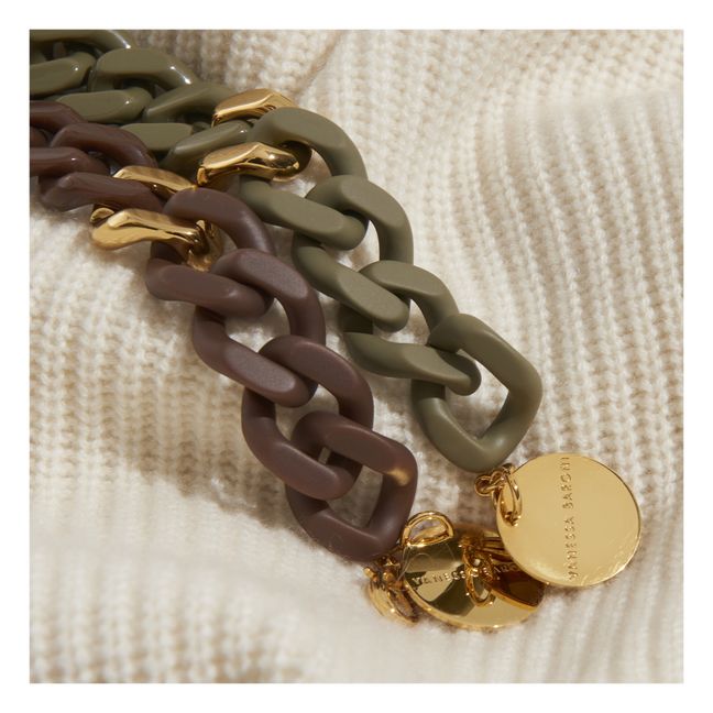 Flat Chain W Gold Bracelet | Brown