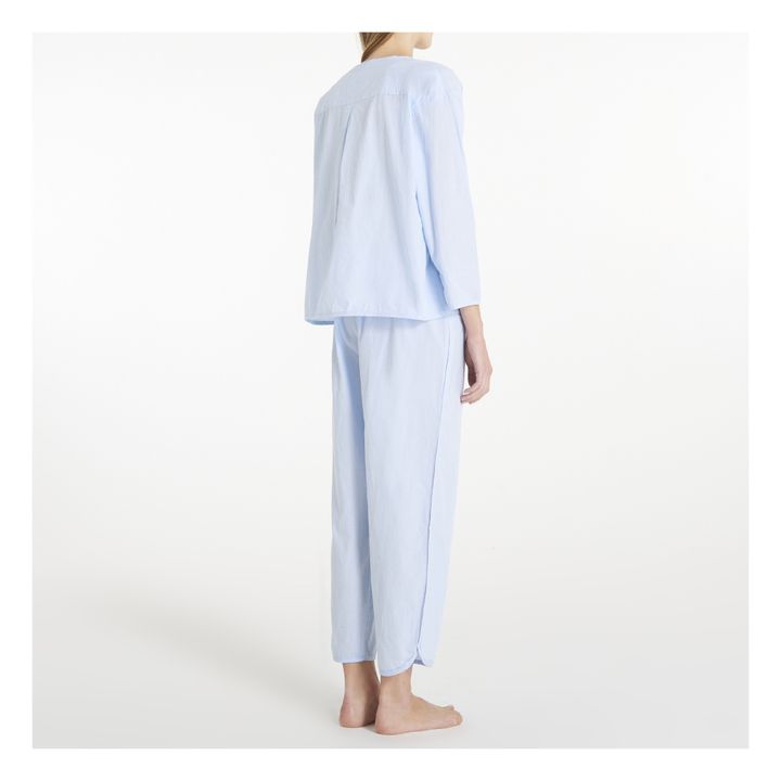 Pyjama Popeline de Coton Bio | Bleu ciel- Image produit n°2