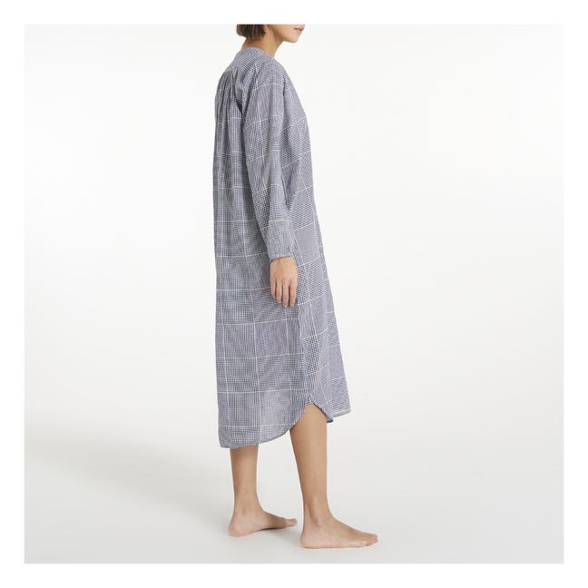 Barber Checked Long Nightgown | Navy blue