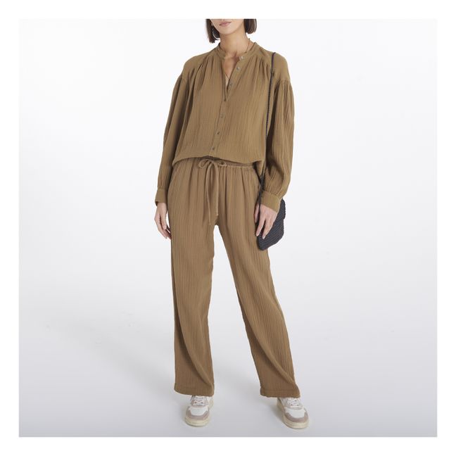 Atlee Baumwoll-Gaze-Hemd | Khaki