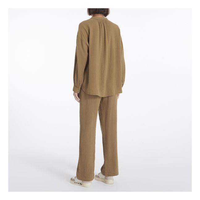 Atlee Baumwoll-Gaze-Hemd | Khaki