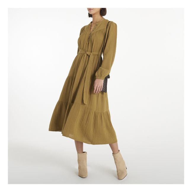 Kleid Wrenn Gaze aus Baumwolle | Khaki