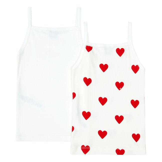 Set di 2 Canottiere con bretelle Cœur in cotone bio | Bianco
