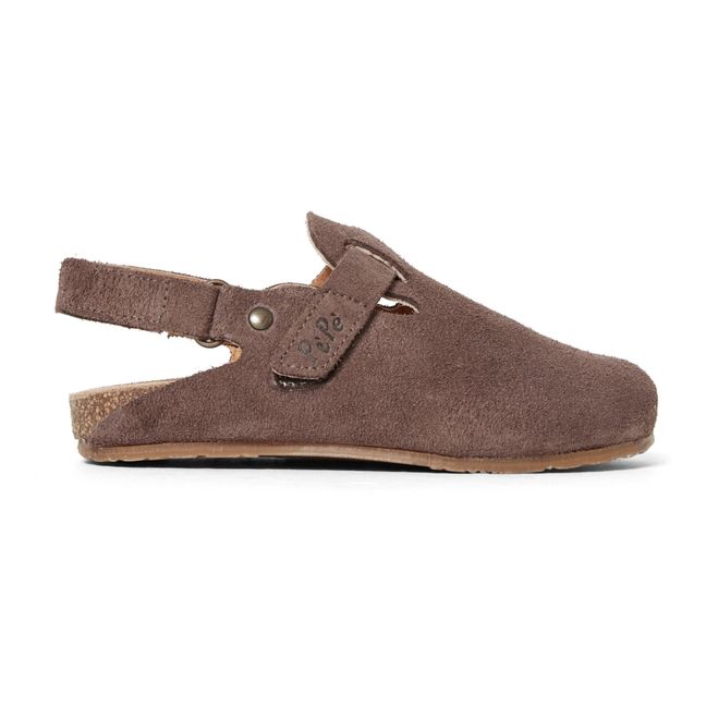 Zoccoli scamosciati con strap | Marrone