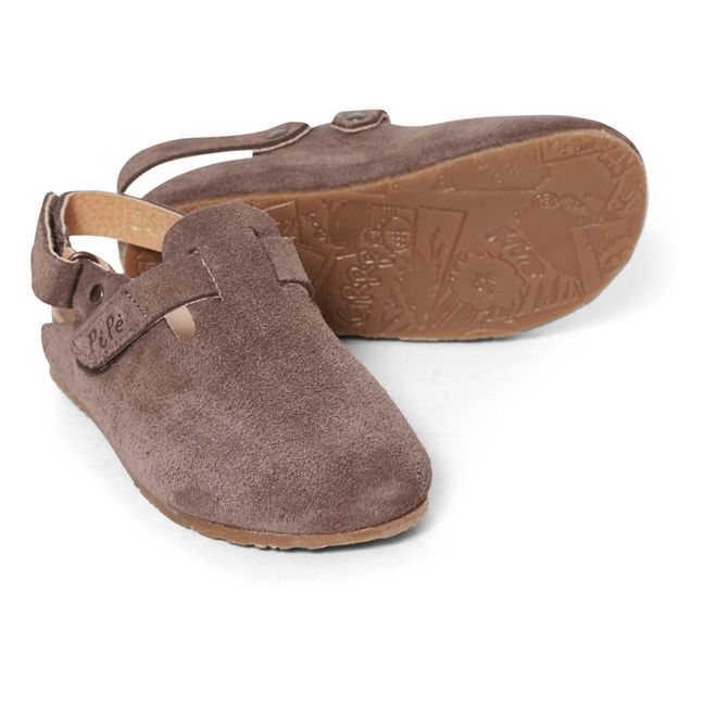 Zoccoli scamosciati con strap | Marrone