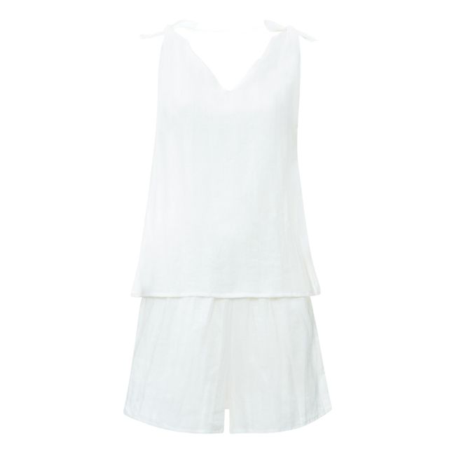 The Knot Linen Top & Bottom Set | Blanco