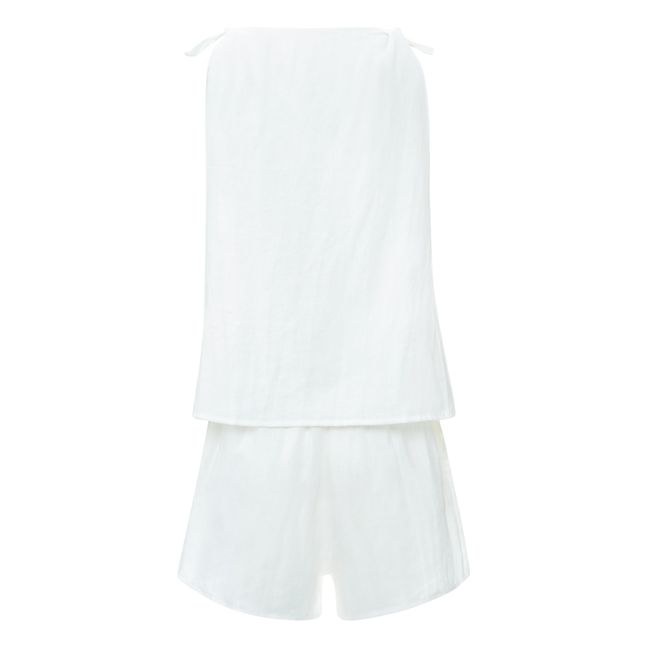 The Knot Linen Top & Bottom Set | Blanco