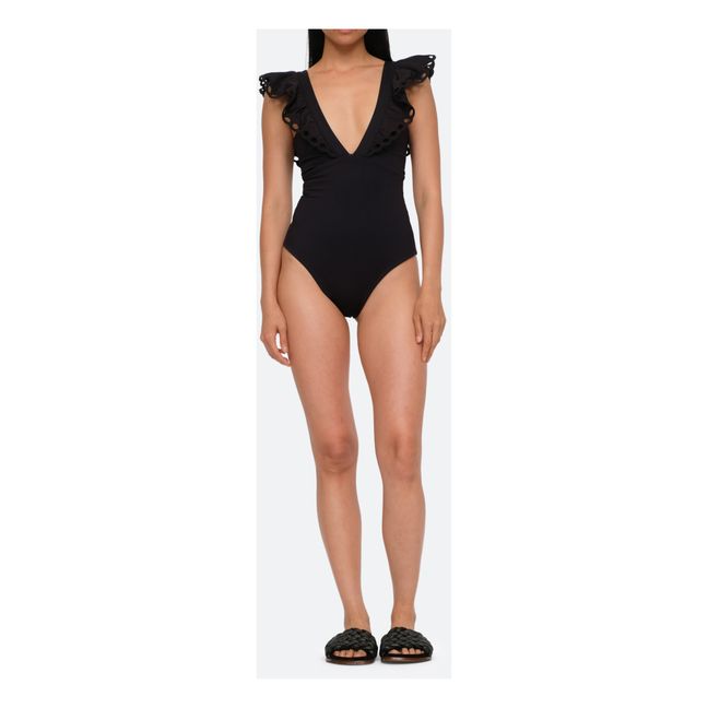 Solid One Piece Swimsuit | Black