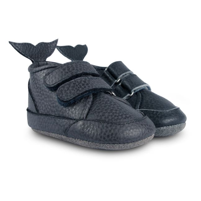 Levin Leather Velcro Sneakers | Navy