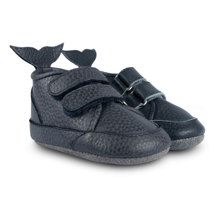 Levin Leather Velcro Sneakers | Blu marino- Immagine del prodotto n°0