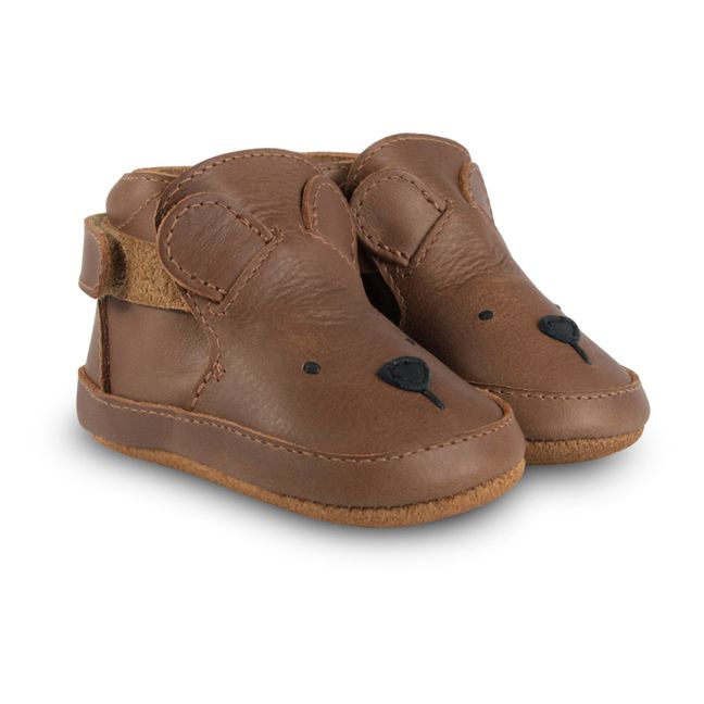 Morris Bear Leather Slippers | Cognac-Farbe