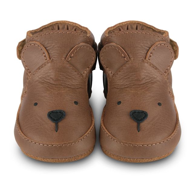 Morris Bear Leather Slippers | Cognac