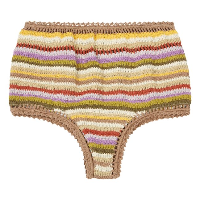 Rahi Crochet High-Waisted Bikini Bottoms | Taupe brown